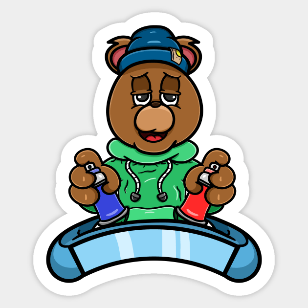 Graffiti Bear Head Cartoon Sticker by tedykurniawan12